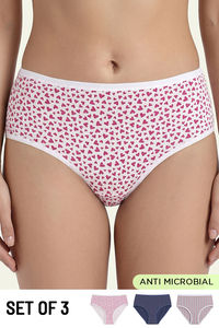 Zivame Medium Rise Full Coverage Hipster Panty (Pack of 3) - Multicolor — thumbnail 1